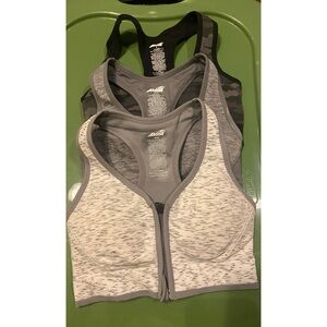 Lot of 3 Avia Women's Gray and Black Sports Bra Trio